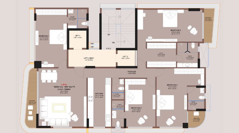 Kripa-Oasis-FLoor-Plan-4 BHK- 1957 Sqft